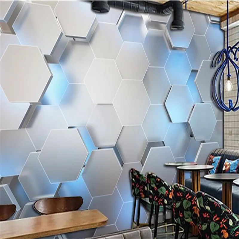 

3D Technology Metal Sense Wall Paper KTV Internet Cafe Restaurant E-sports Industrial Decor Self-adhesive Mural Wallpaper 3D