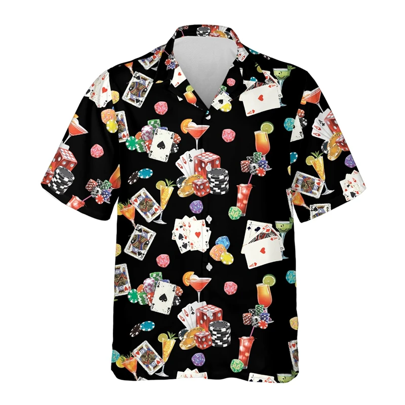 Gambling Las Vegas 3d Print Beach Shirts For Men Hawaiian Holiday Short Sleeve New Design Summer Lapel Funny Women Blouse Tops 5