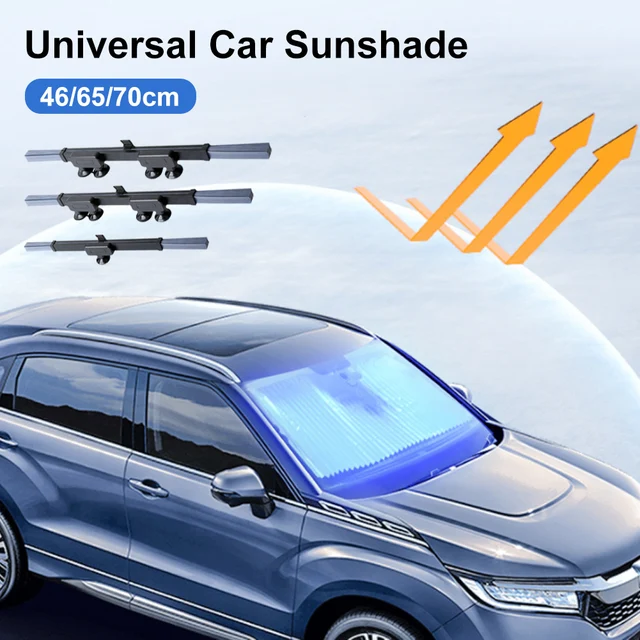 Universal Car Sunshade Retractable Front Rear Windshield Shade Cover 46/65/70cm Windshield Curtain Sun Protection Summer Cooling 1