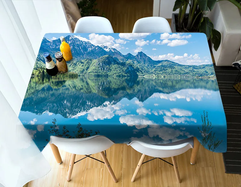 

Скатерть с изображением природного пейзажа горного потока, домашний кухонный обеденный стол, менее обрастающий моющийся