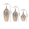 Ceramic Vase Geometric Rhombic Jar Ceramic Ginger Jar Storage Tank with Lid Porcelain Handicraft Home Decoration Accessories 5