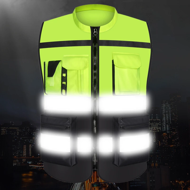 Reflective Safety Vest Jacket High Visibility for Motorcycle Cycling