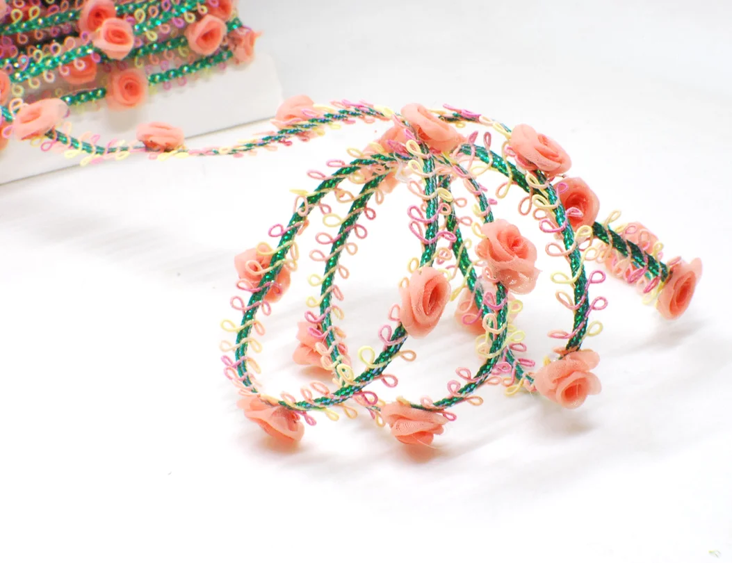 Embroidery Ribbon 2 Yards Woven Rococo with Rose