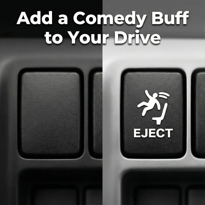 Humorous Waterproof Pop-Up Eject Button Sticker - PET Interior Decal