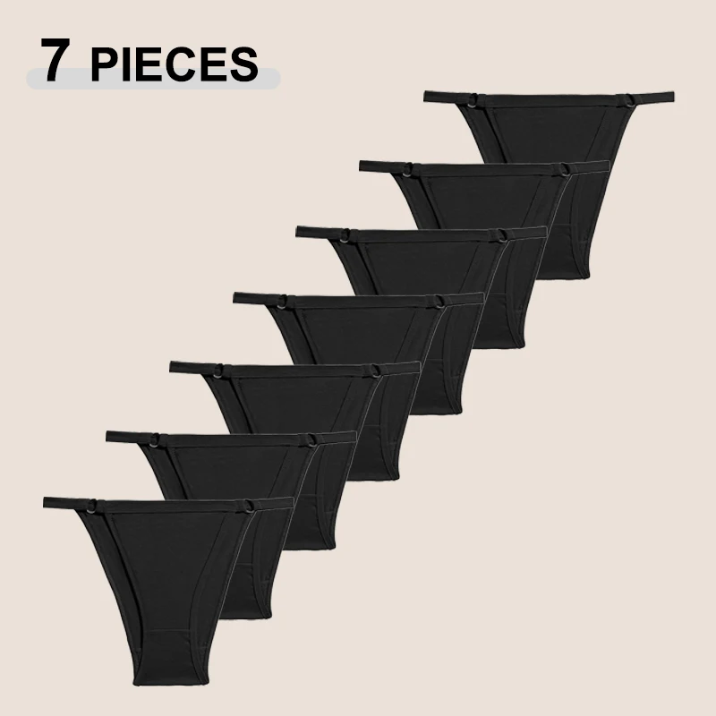 Fashion 7Pcs/Set Cotton Breathable Bikini Panties For Women Sexy Seamless Solid Color Underpants Female Low Rise Brazilian Pants