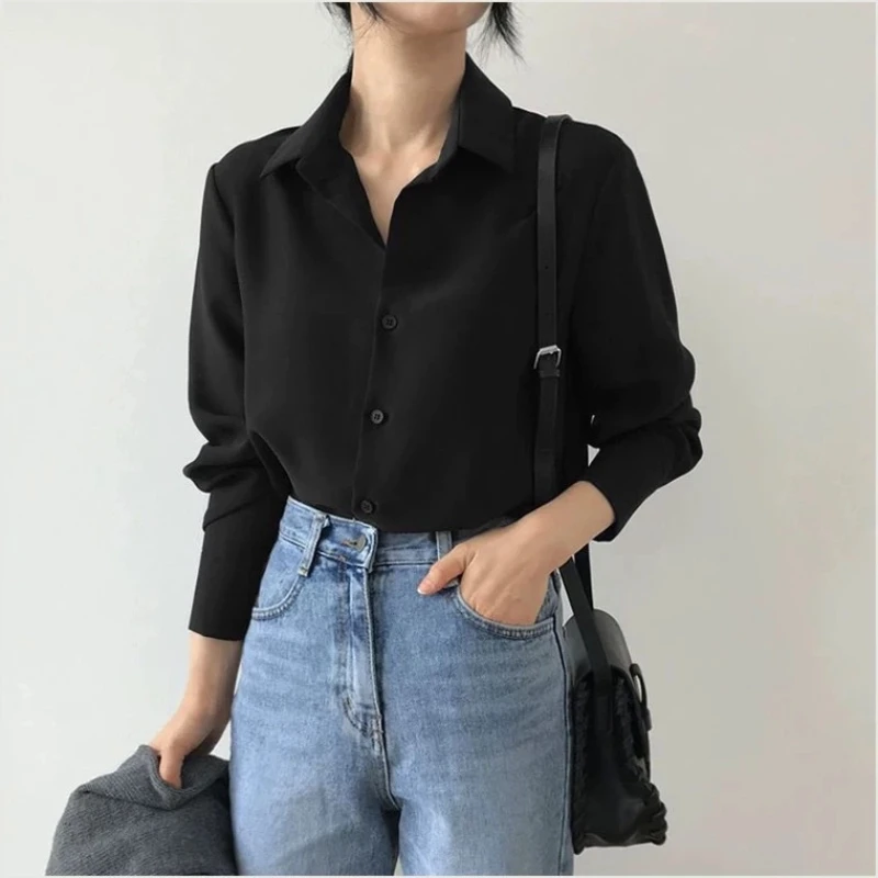 New Autumn Women's Clothing  Women's Long Sleeve Cardigan Shirt Fashion Button Single-breasted Lapel Casual Shirt Elegant Top