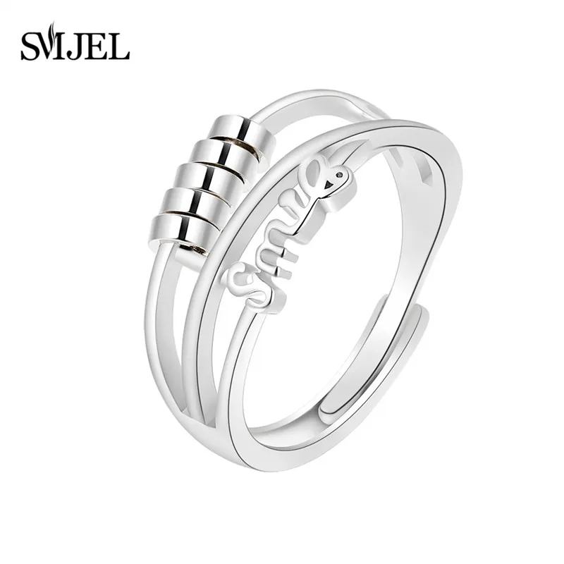 Elegant Beaded Spinner Ring - Anti-Stress Fidget Jewelry