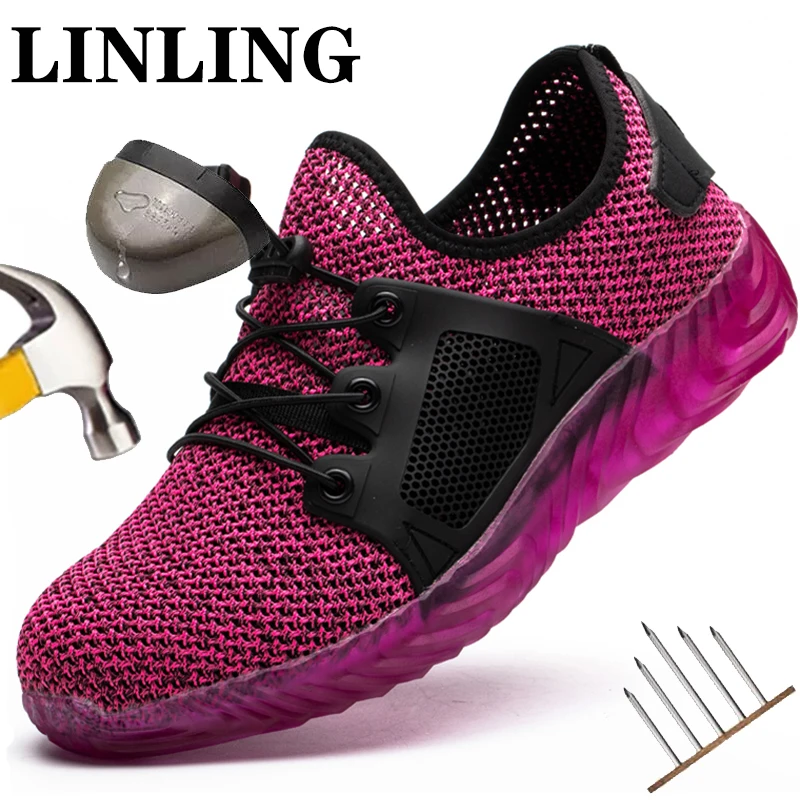 Lightweight Safety Shoes Women Men Work Shoes Breathable Construction