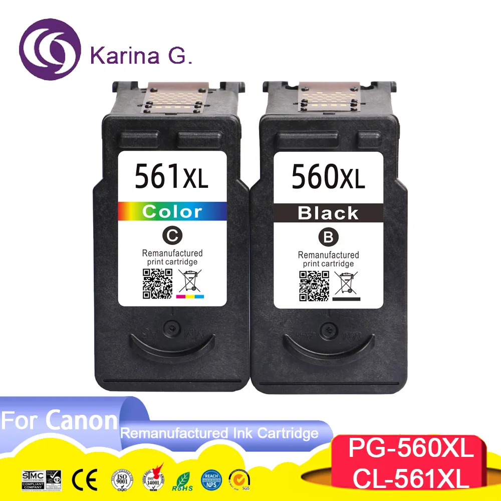 Cartucho de Tinta Remanufaturado para Impressora Canon Colorido Pg560 Pg560xl pg 560 cl 561 Pixma Ts5350 Ts5351 Ts5352 Ts5353