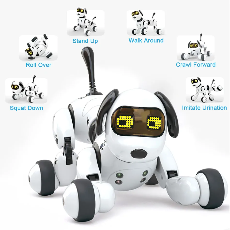 Azul TOYANDONA Control Remoto Robot Perro Rc Robot Inteligente para Caminar Cachorro Juguetes Electrónicos Mascotas para Niños Niños Niñas Regalo 