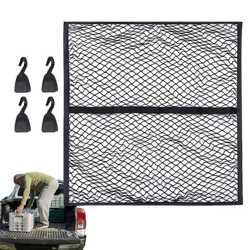 

Car Net For Trunk Polyester Flexible Cargo Net Hook Fixed Multifunctional Universal Car Roof Storage Organizer For Automotive