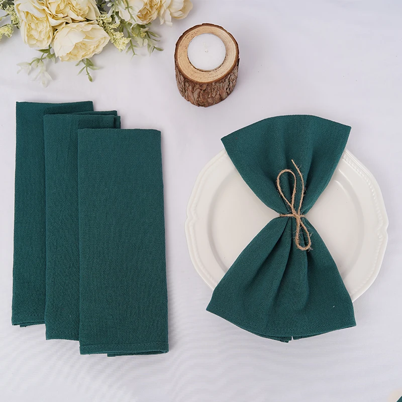 Set Of 12 30x45cm Table Cloth Napkins Cotton Durable Fabric