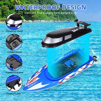2Pack RC Boat,20+/10+MPH RC Boats with LED Light 2.4G High Speed Remote Control Boats, for Pools and Lakes,4 Rechargeable Batter 2