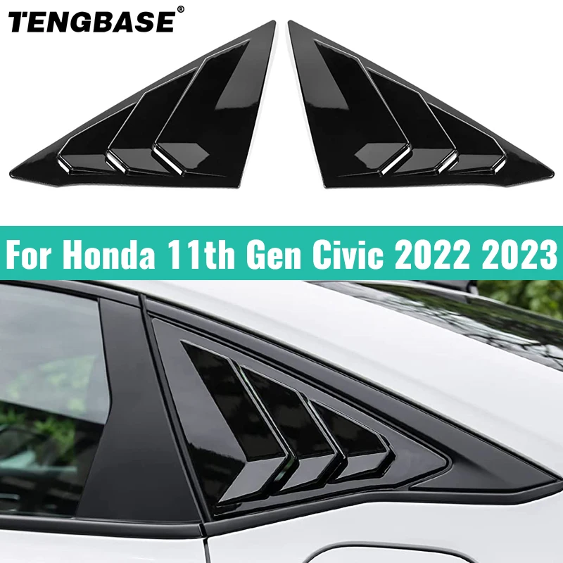 

For Honda Civic 11th Gen Hatchback 2022 2023 Car Rear Louver Window Side Shutter Cover Trim Sticker Vent Scoop ABS