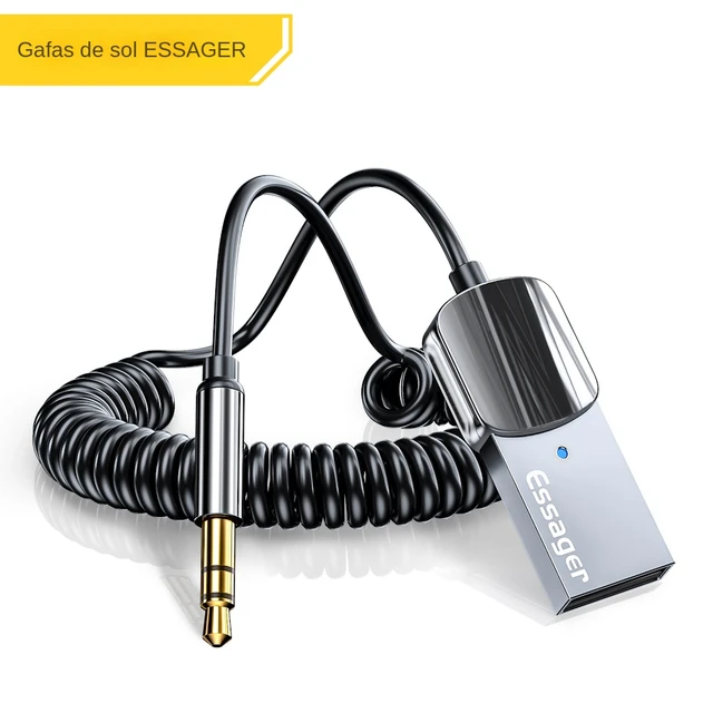 EssagerBluetooth-adaptador auxiliar inalámbrico para altavoz de coche,  conector USB de 3,5mm a Jack, receptor