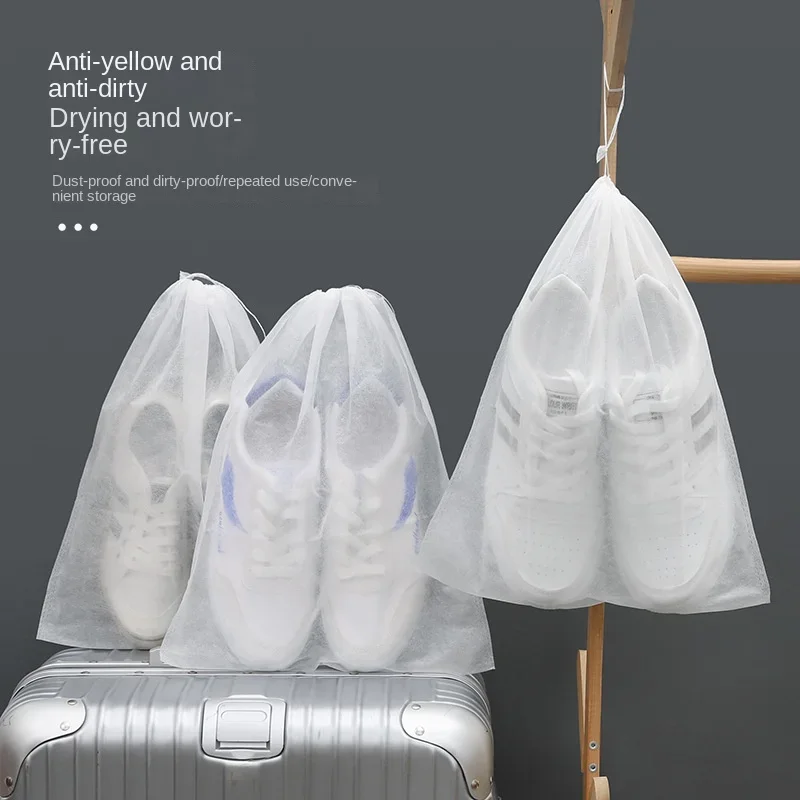 Shoe Dust Covers 10Pcs/Set Non-Woven Dustproof Drawstring Clear Storage Bag Travel Pouch Protect Drying shoes