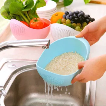 New Food Grade Plastic Rice Strainer Vegetable Washing Basket Fruit Vegetable Washing Drain Basket Kitchen Multi-purpose Storage 2