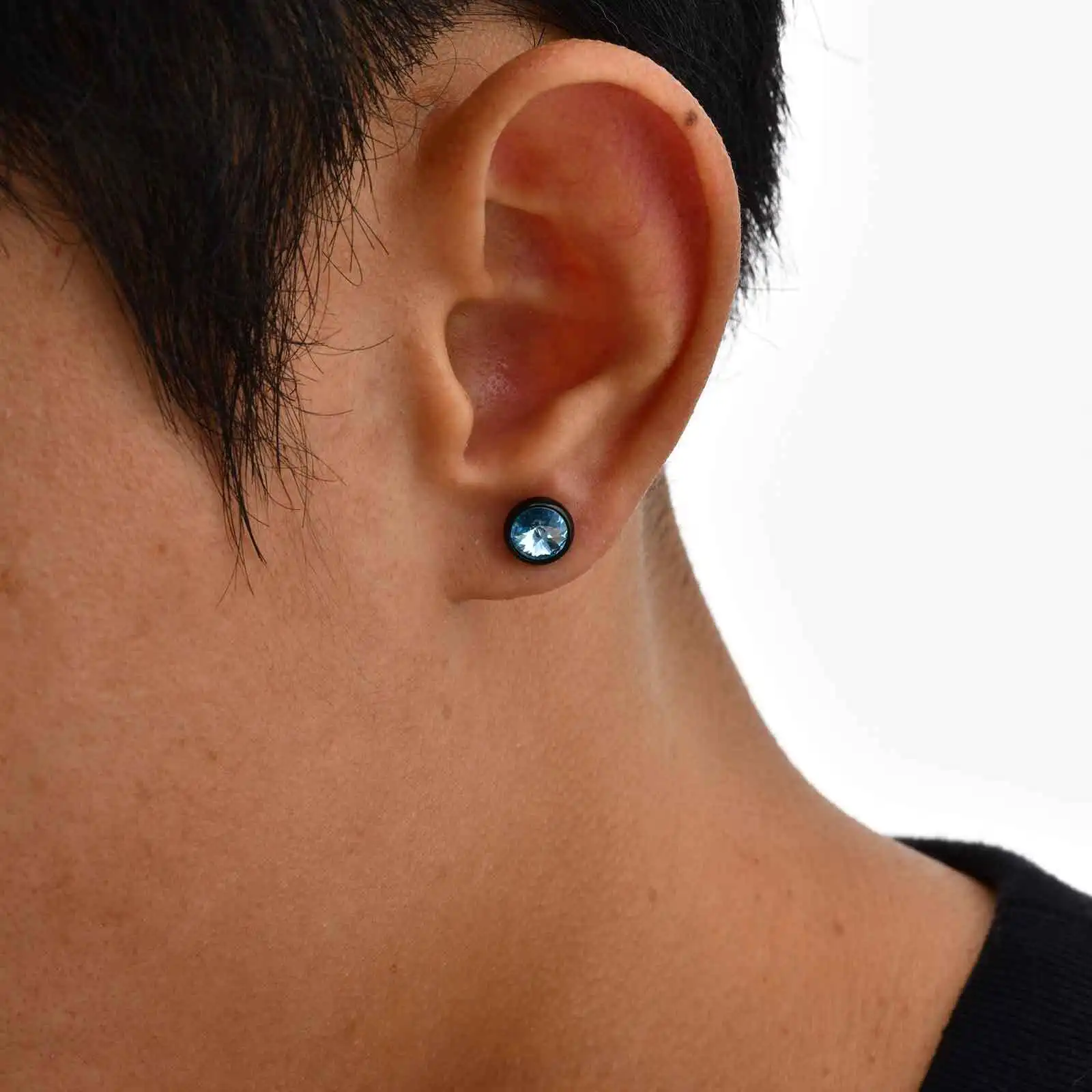 Anti-Allergie Runde Zirkon-Ohrstecker für Männer, AAA CZ Stein Edelstahl Ohrstecker, Hip-Hop Klassischer Schmuck Geschenk – Detail 9