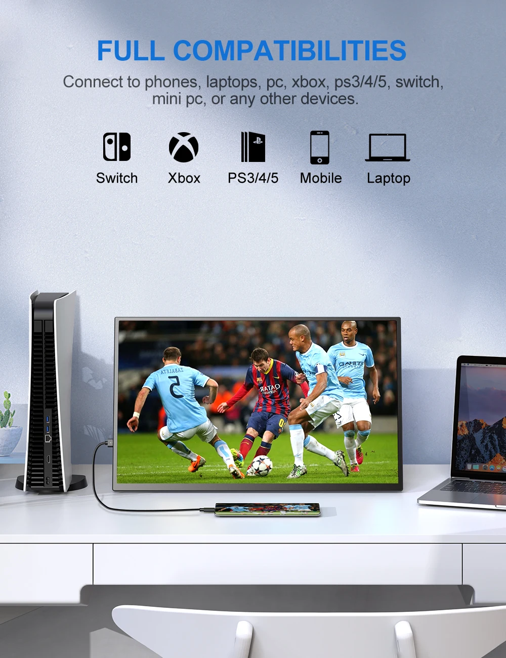EVICIV 18.5ġ 120hz ޴  Ʈ Xbox ġ 1080P FHD FreeSync IPS HDR Ӹ ȭ(Type-c USB HDMI ȣȯ  ÷ )