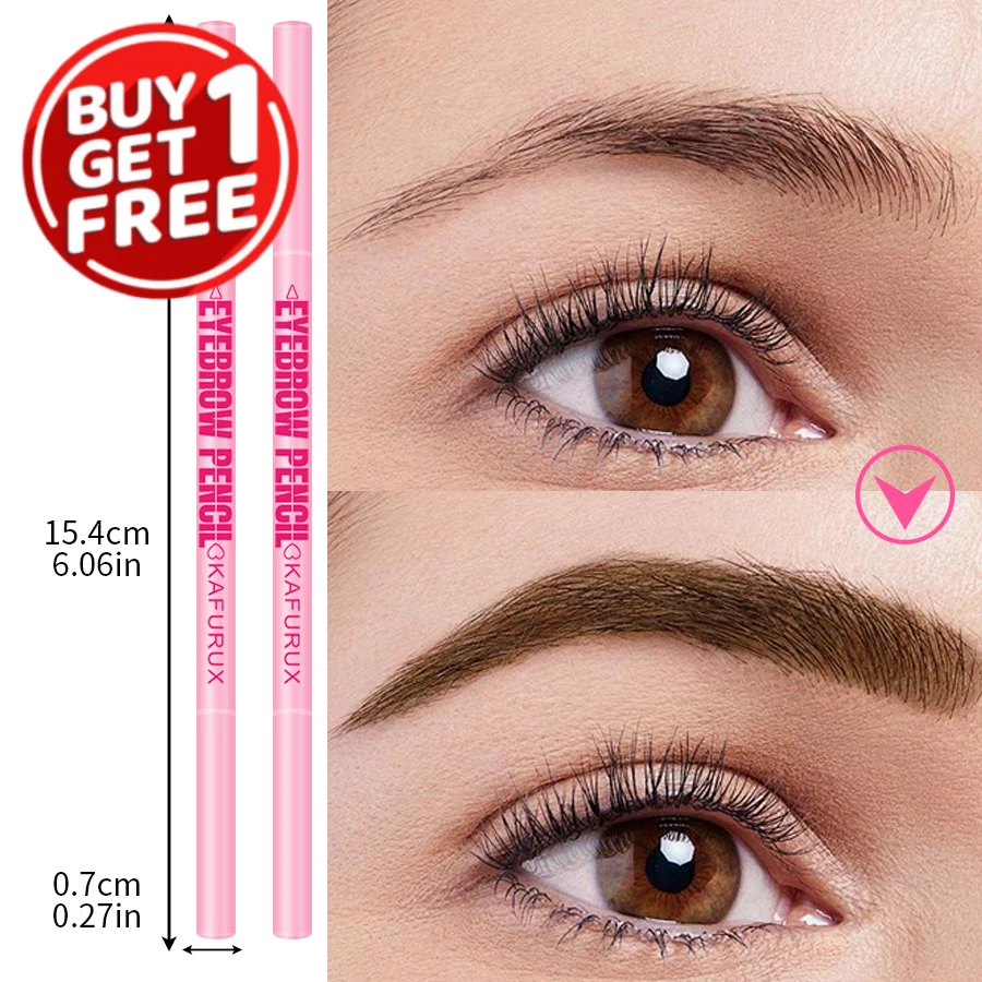 Matita per sopracciglia a doppia testa ultrafine a 6 colori Penna per sopracciglia marrone non sbavata impermeabile e di lunga durata con pennello Cosmetici 5