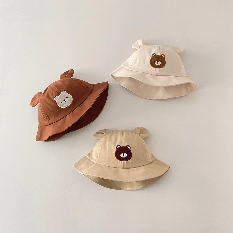 Summer Baby Bucket Hat Girls Boys Cartoon Cute Bear Ear Newborn Fisherman Hat  Kids Infant Panama Beach Sun Hats Bonnet 2