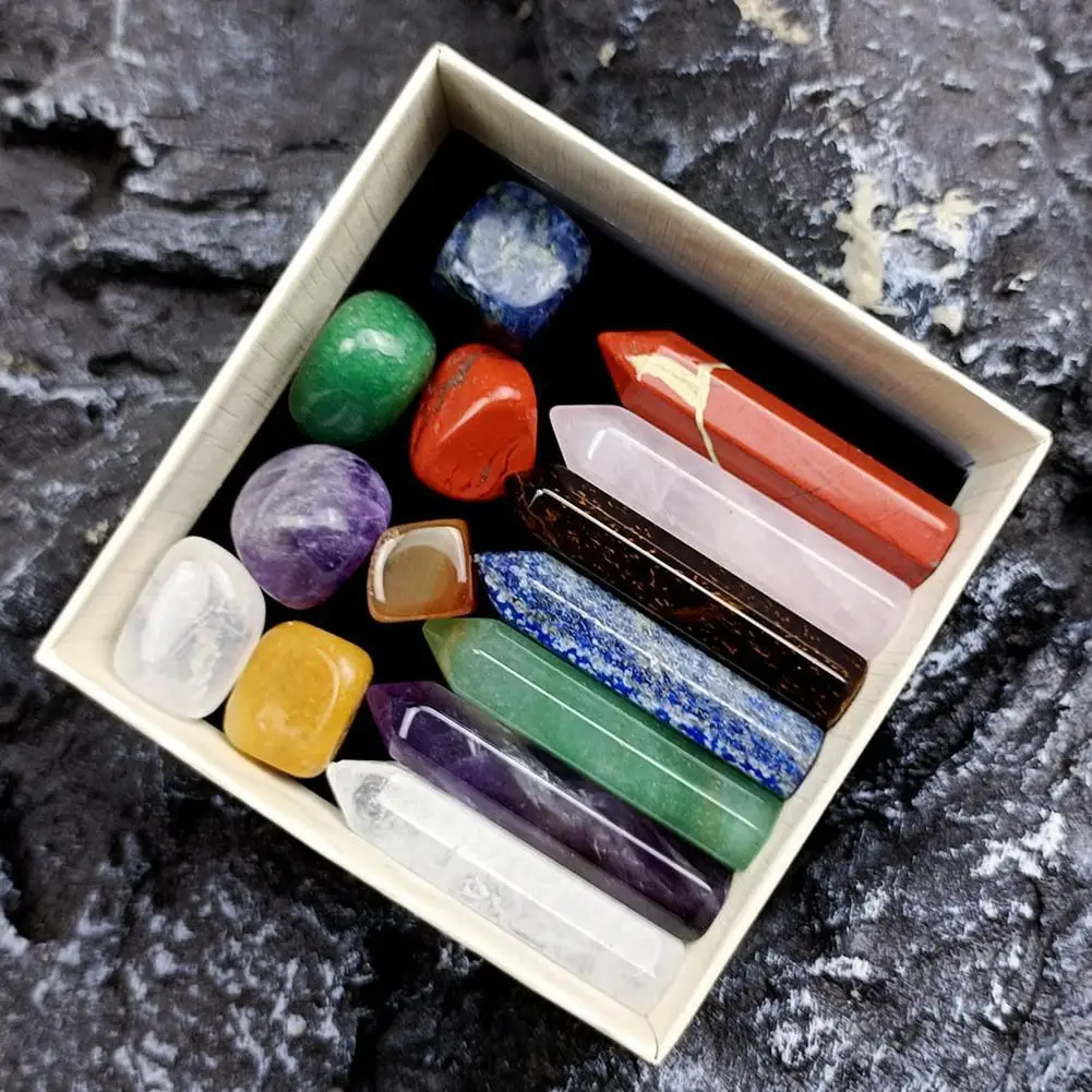 Crystal Set Box Mother's Day Present Natural Stone Gemstone Chakras Healing Quartz Mineral Ornament Home Craft High Quality