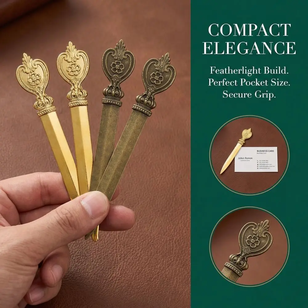 4 Pcs 내구성 아연 합금 편지 오프너 경량 레트로 봉투 오프너 12.8*1.9cm 골드 편지 오프너 도구 사무실