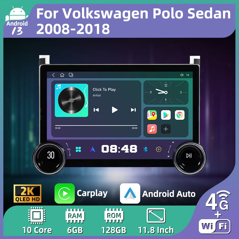 

Car Radio for VW Volkswagen Polo 5 Sedan 2008 - 2020 2 Din Android Multimedia Player Autoradio GPS Navigation Auto Carplay WiFi