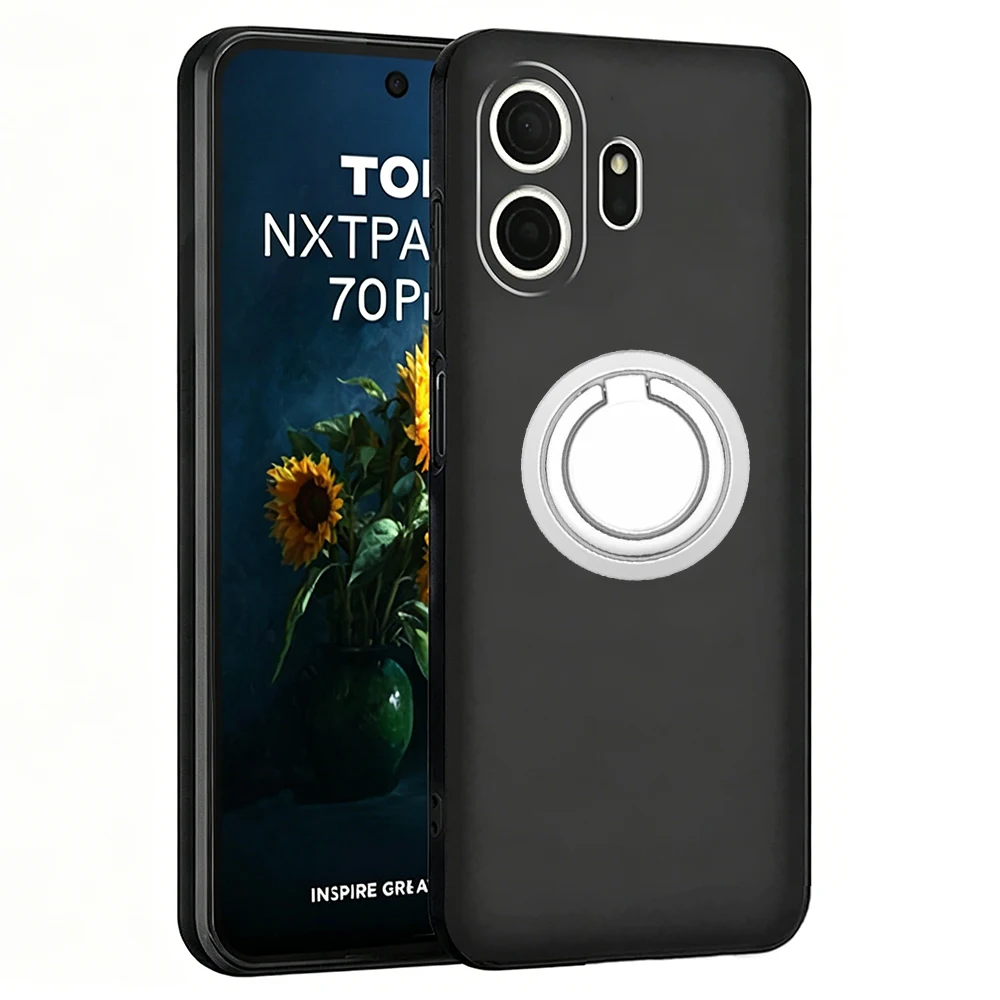 Black Matte Shockproof Case with Ring Holder and Kickstand