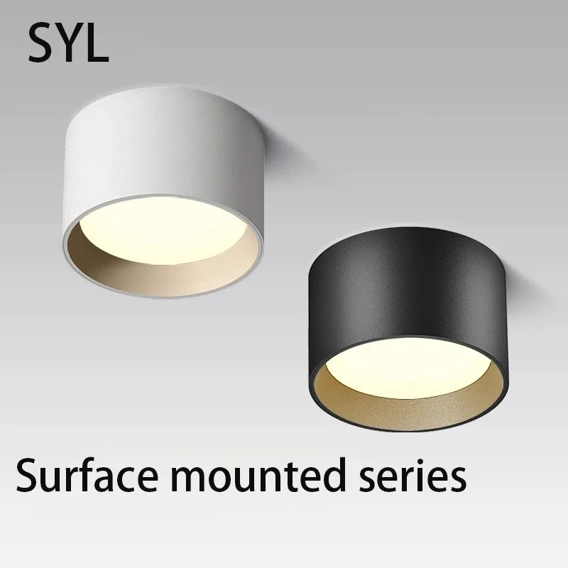 Led Downlight Surface Mounted Round Aluminum Ceiling Lamp No Opening Spot For Living Room Bedroom Home