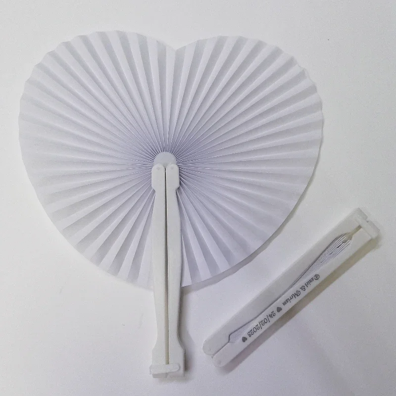 Set da 60 ventagli wedding bianchi di plastica e carta, accessorio