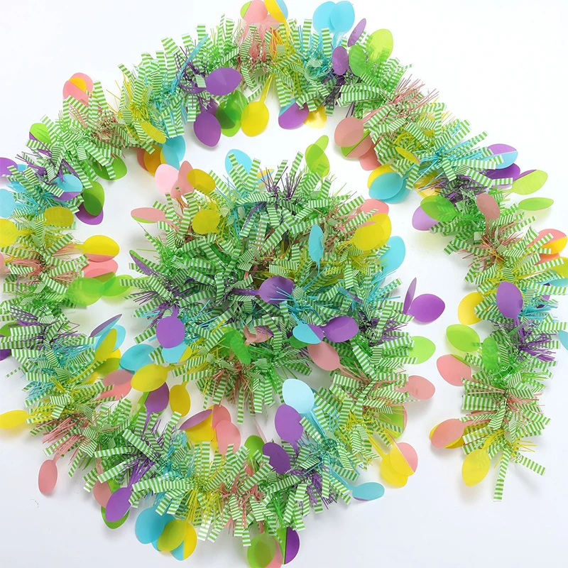 Easter Garlands Colorful Glitter Strip Banner Easter Egg DIY Wreath Craft Home Spring Party Hanging Ornament Garland