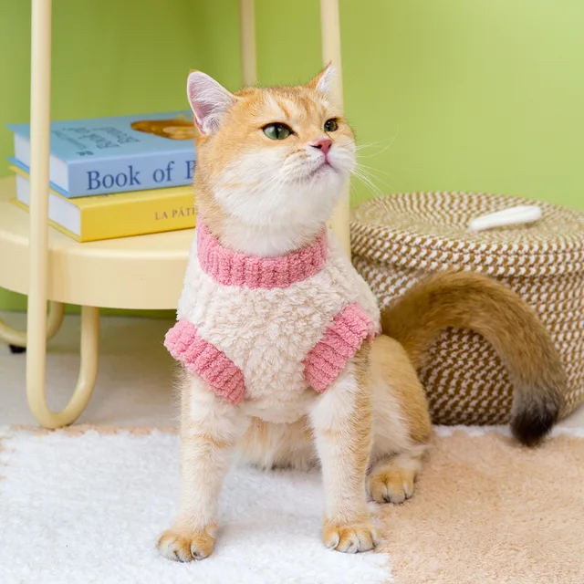 Casaca de polar para gatos con arnés: Abrigo Anti-pelos Emoape