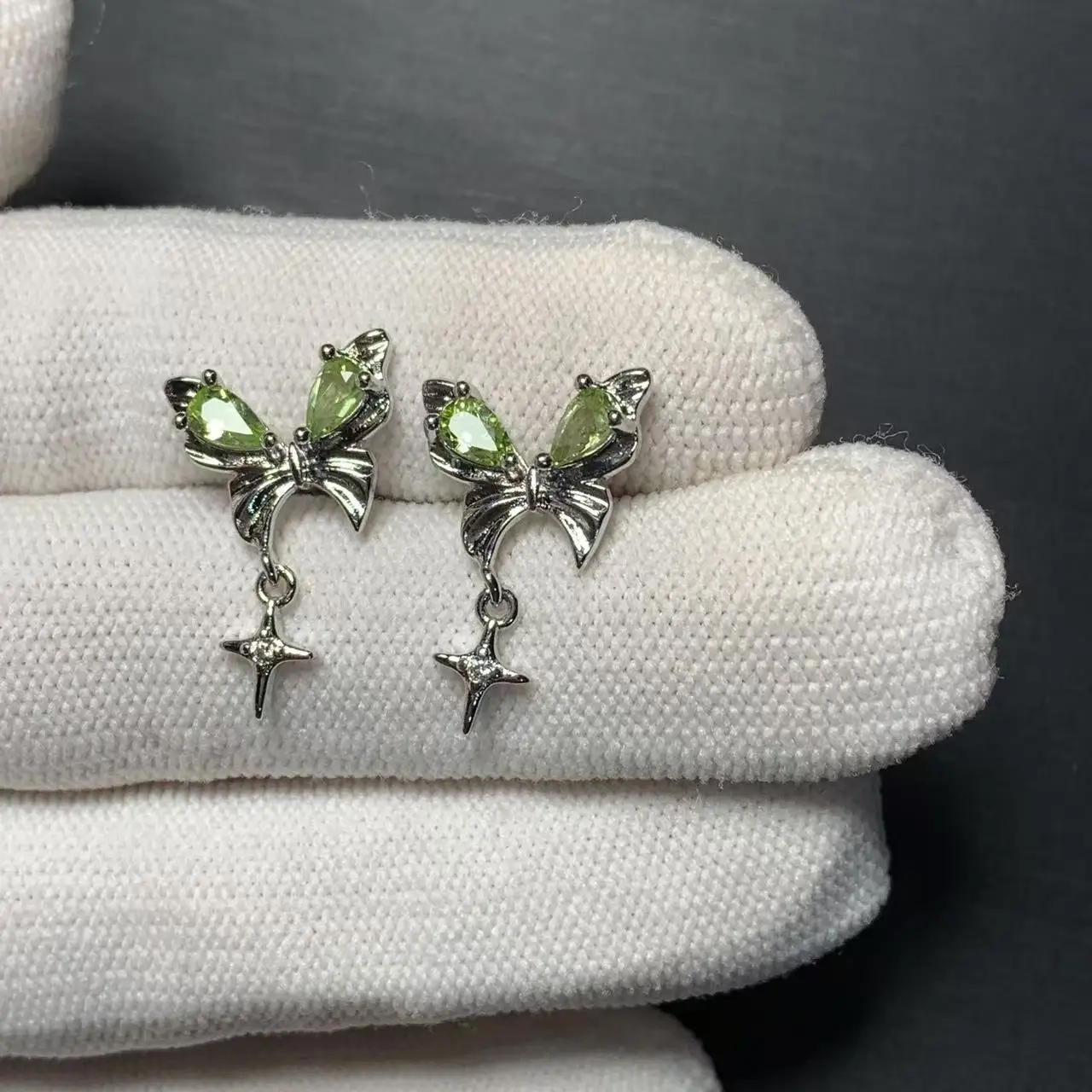 Jewelry Natural Peridot 925 Sterling Silver Stud Earrings For Women Gift Simple Peridot Jewelry Green