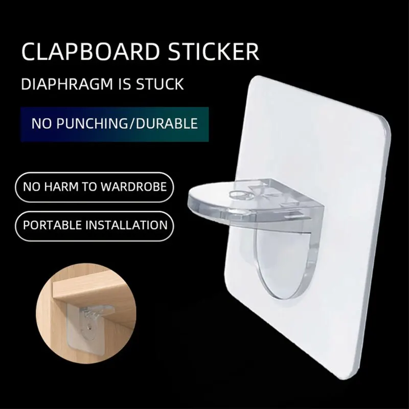 Shelf Support Bracket 10pcs Glue Free Punching Nail Strong Triangle Clip Wall Mounted Wall Cabinet Home Accessories