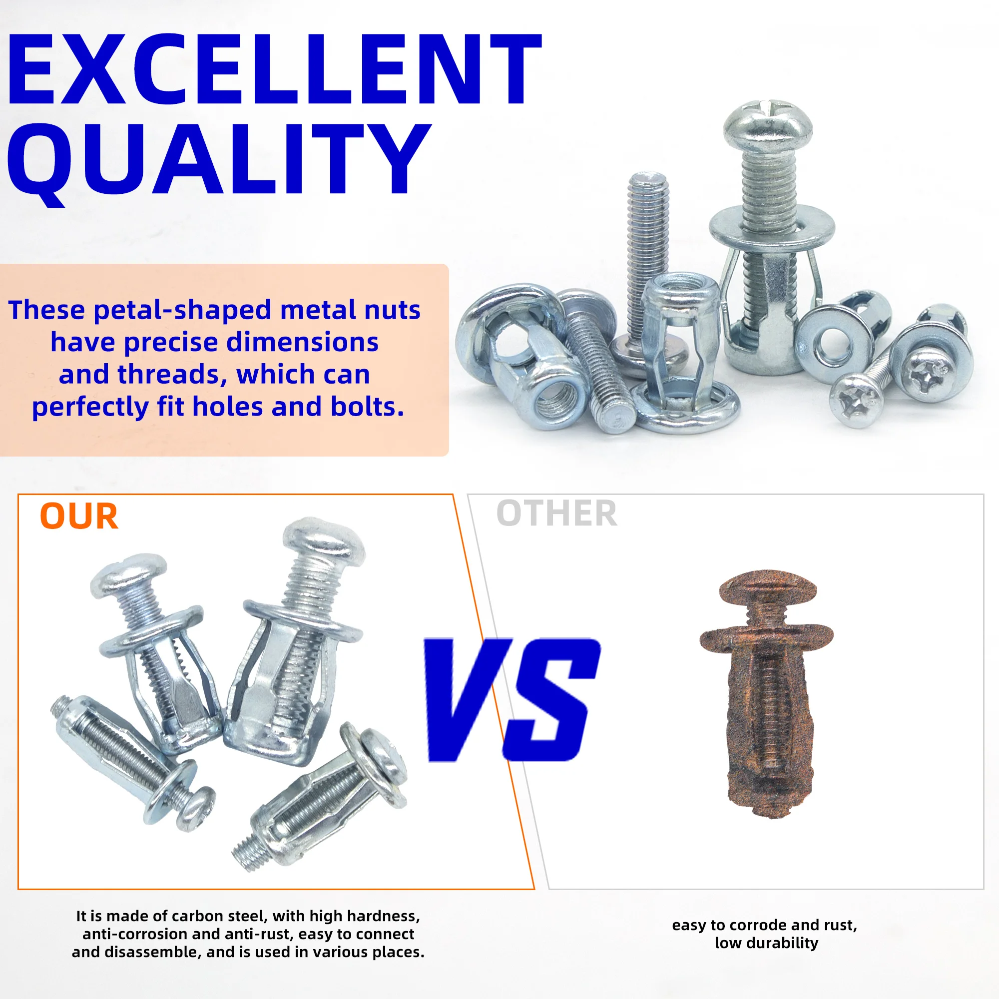 Petal Fasteners Screw Jack Nuts Anchors Expansion Plugs Rivets Locking Bolts M4/M5/M6/M8 10pcs/50pcs Packs