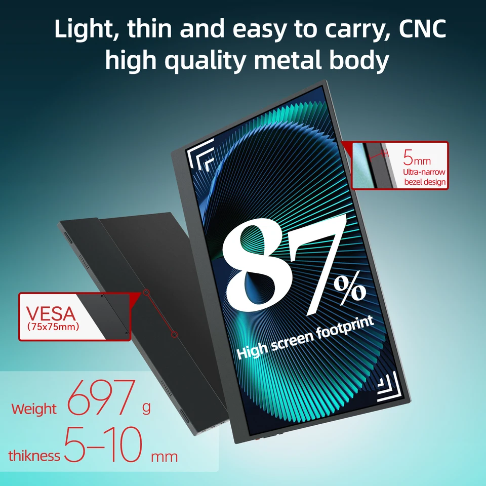 Intehill モバイルモニター 240Hz対応 15.6インチ F15ND Intehill-ゲーム用ポータブルモニター,15.6インチ,1920x1080