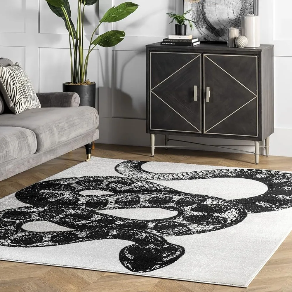 

Area Rug Carpet Living Room Decor Black and White 5' X 8' Carpet for Rooms Free Shipping Home Decorations Carpets Rugs Textile