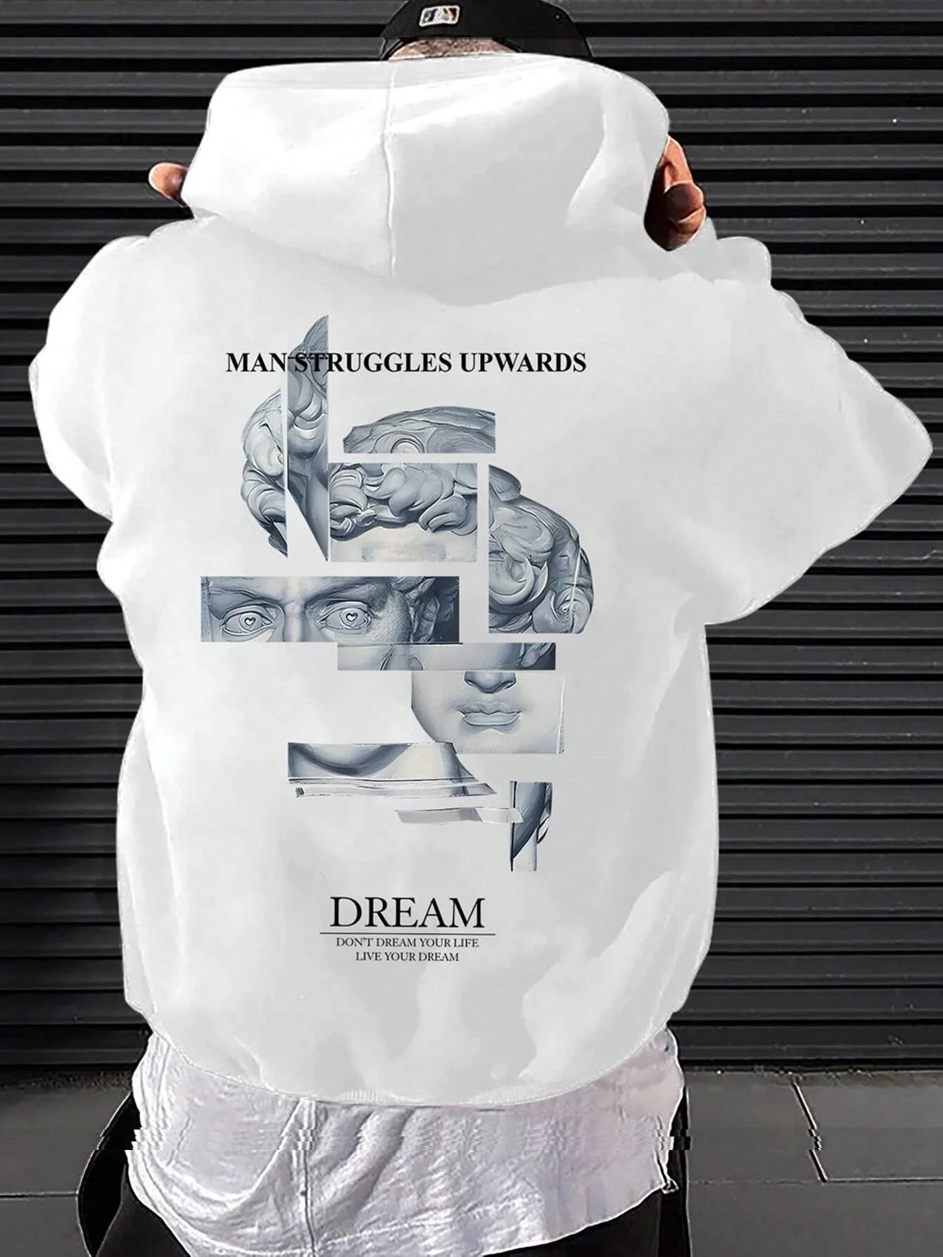 Cotton Men's Manfinity EMRG Loose Fit Men's Slogan Graphic Drawstring Hoodie, Long Sleeve, Going Out, Casual