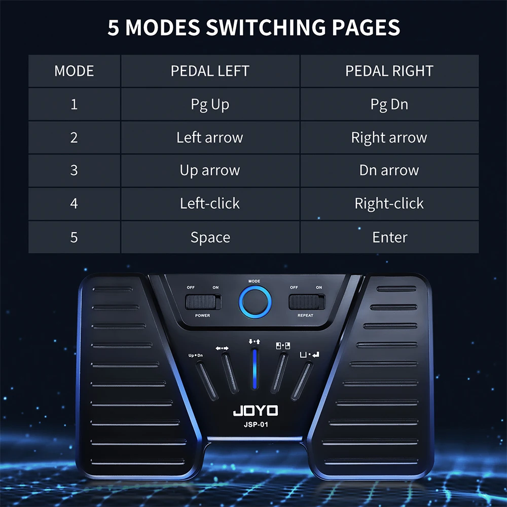 JOYO JSP-01 Wireless Page Turner Pedal Rechargeable Bluetooth Music Page Turner for iPad Tablets Android iOS Phones Keyboard