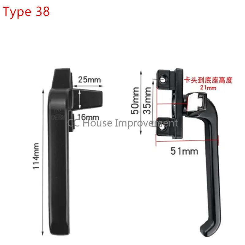 Thickened Door and Window Handle Right/Left For Double Glazing Aluminum Alloy Door Handle Window Handle Latch Locks 1pcs