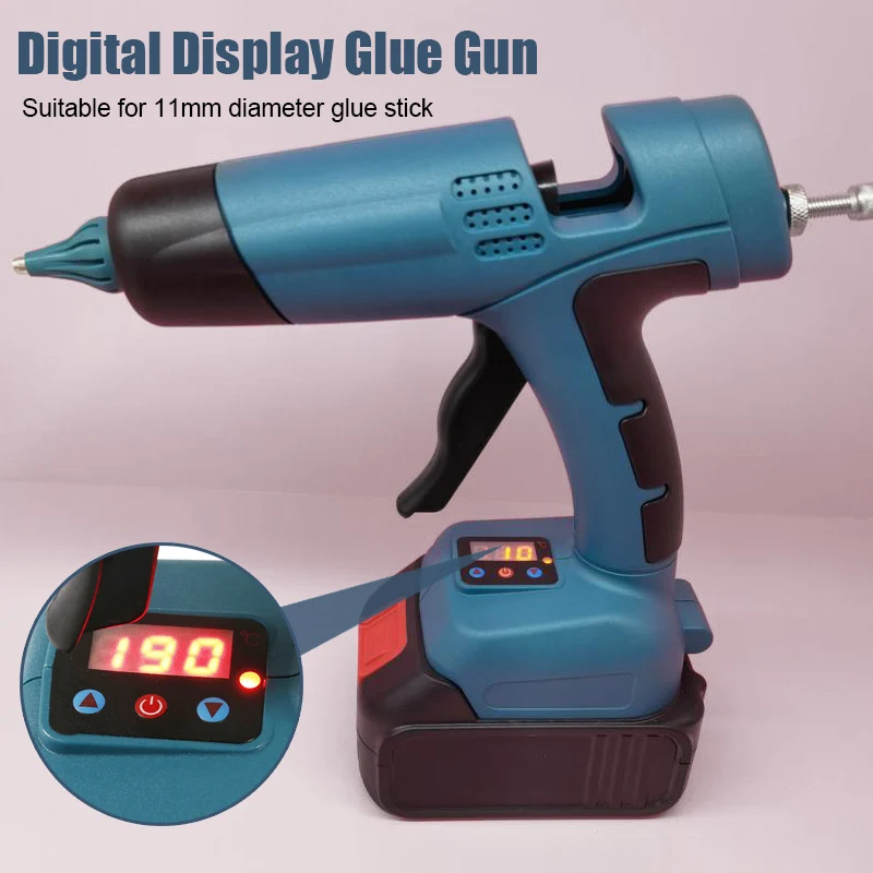 New Electric Glue Gun Adjustable Battery Digital Display Cordless Hot