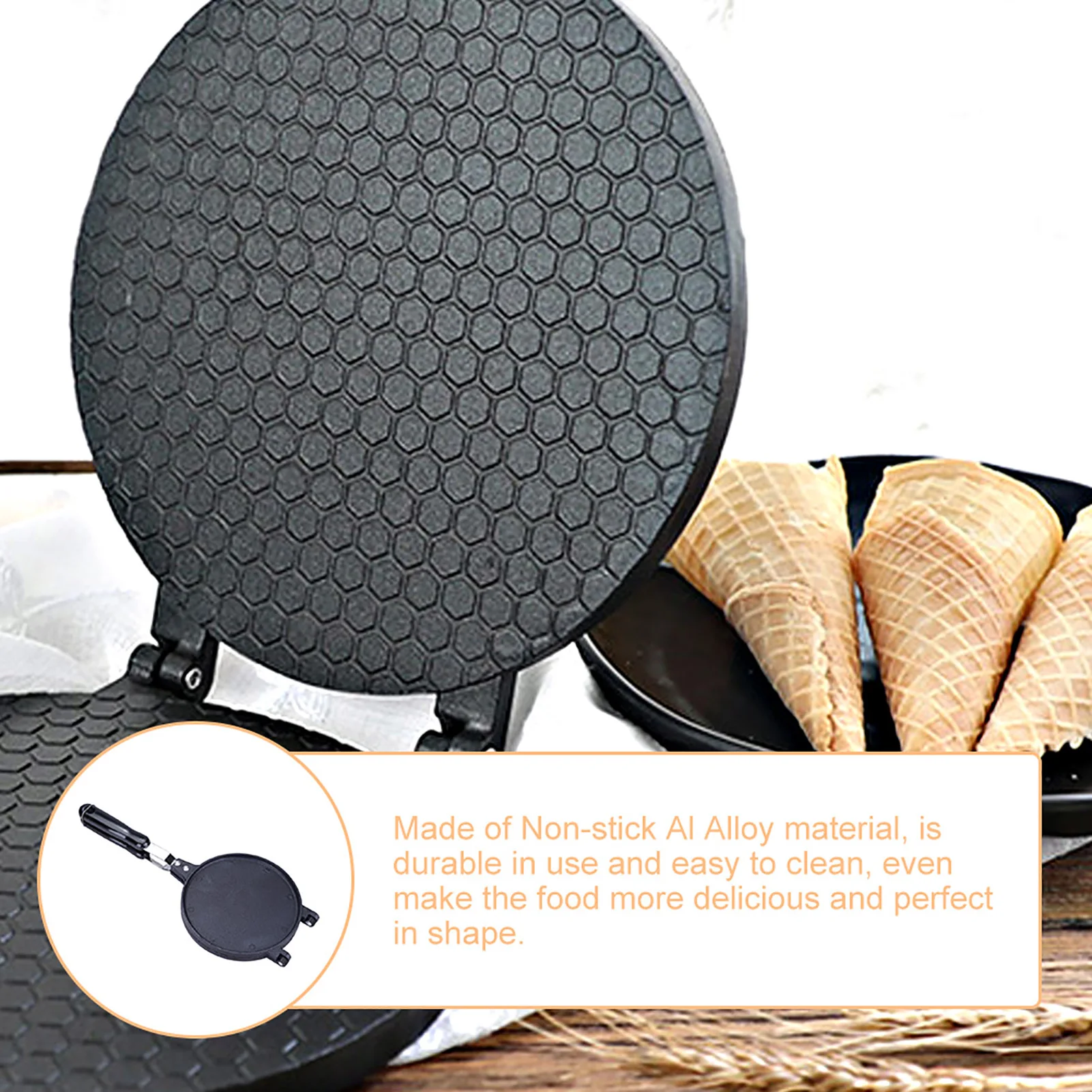 Non-stick Waffle Baking Pot Frying Pan Mini Aluminum Waffles Maker Egg Roll Maker Ice Cream Cone Breakfast Cake Tool cake waffle maker
