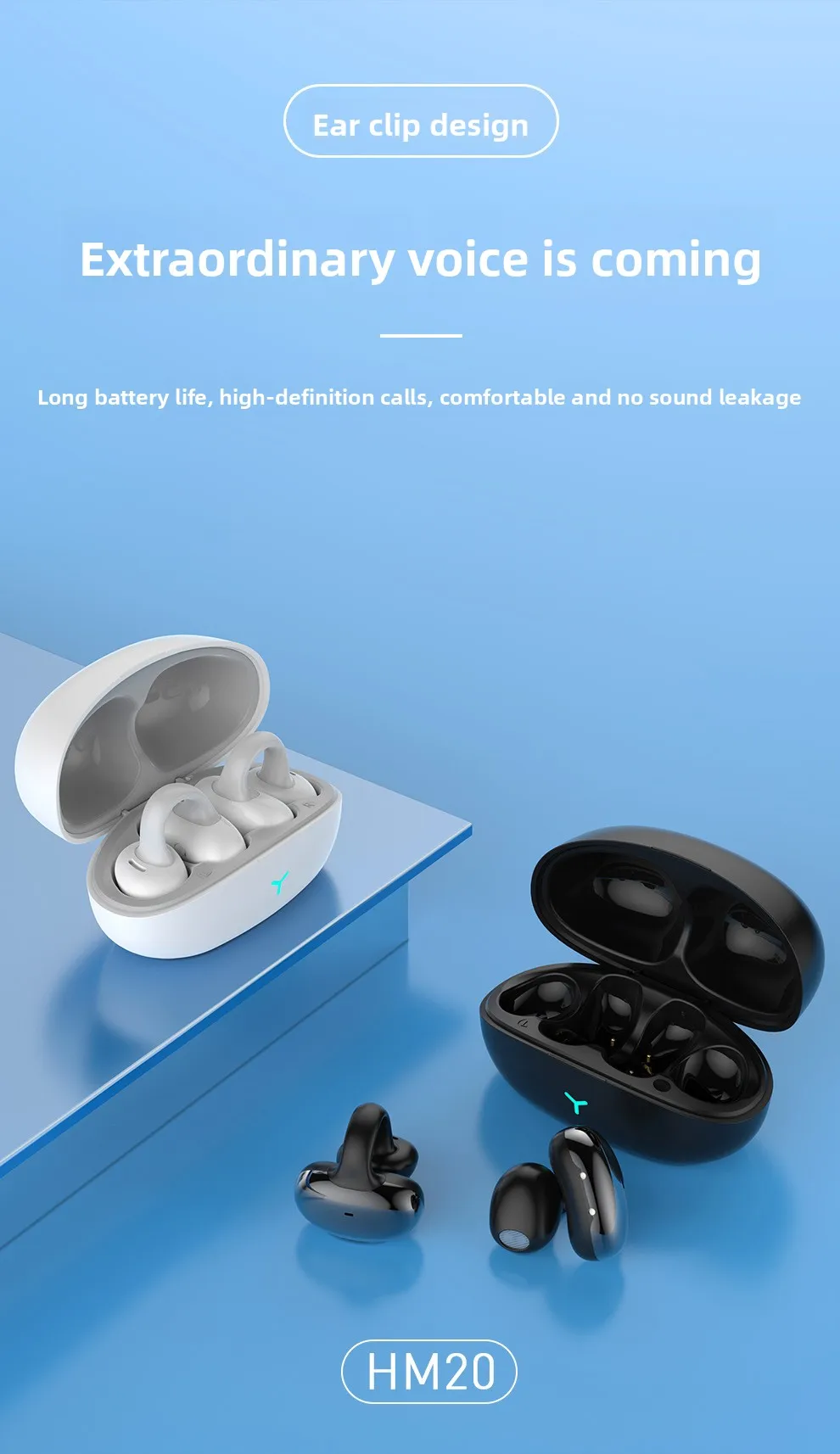 Bluetooth Headphones New Cross-Border Ear Clip Headphones Wireless Large Batter