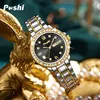 POSHI Quartz Watch for Women Alloy Strap Causal Ladies Wristwatch with Date Week Fashion Elegant Bracelet Waterproof Gift 5