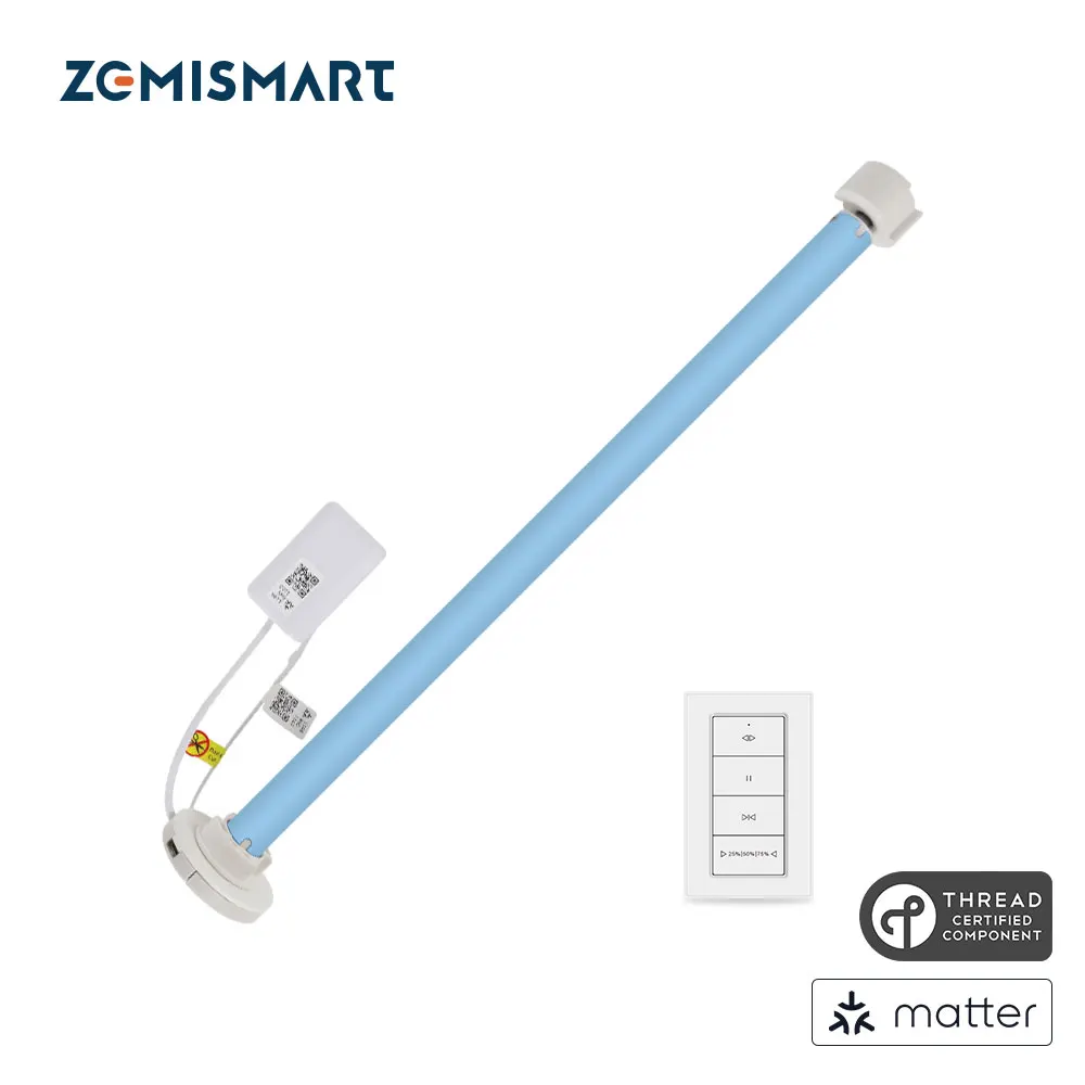 Zemismart Matter ด้ายสมาร์ท Roller Shade ผ้าม่านมอเตอร์แบตเตอรี่ในตัวสําหรับ 20 มม.28 มม.หลอด Homekit Google Home Smartthings App 1