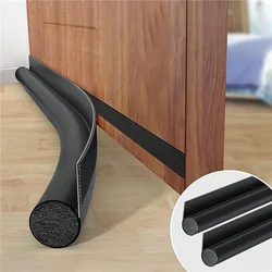 Door Bottom Draft Stopper and Weather Stripping Insulator (Black)