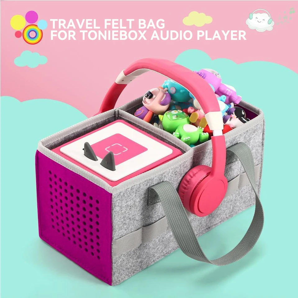 Coffret de démarrage avec mallette de transport et figurines Tonies, sac pliable en feutrine pour accessoires Toniebox_voghion.com