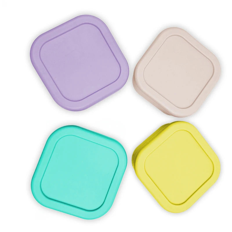 Children's covered complementary food tableware square silicone bento box fresh-keeping steaming boiling freezing ice grid