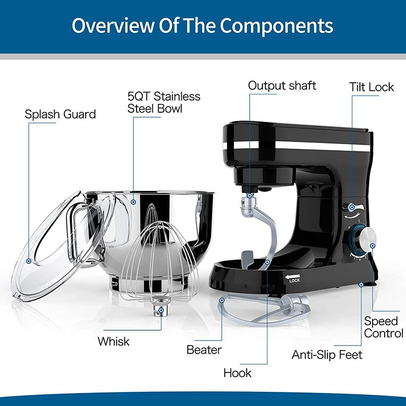 Household Chef Machine Multi functional Commercial Desktop Electric Eggbeater Food Mixer 110V220V and Noodle Machine